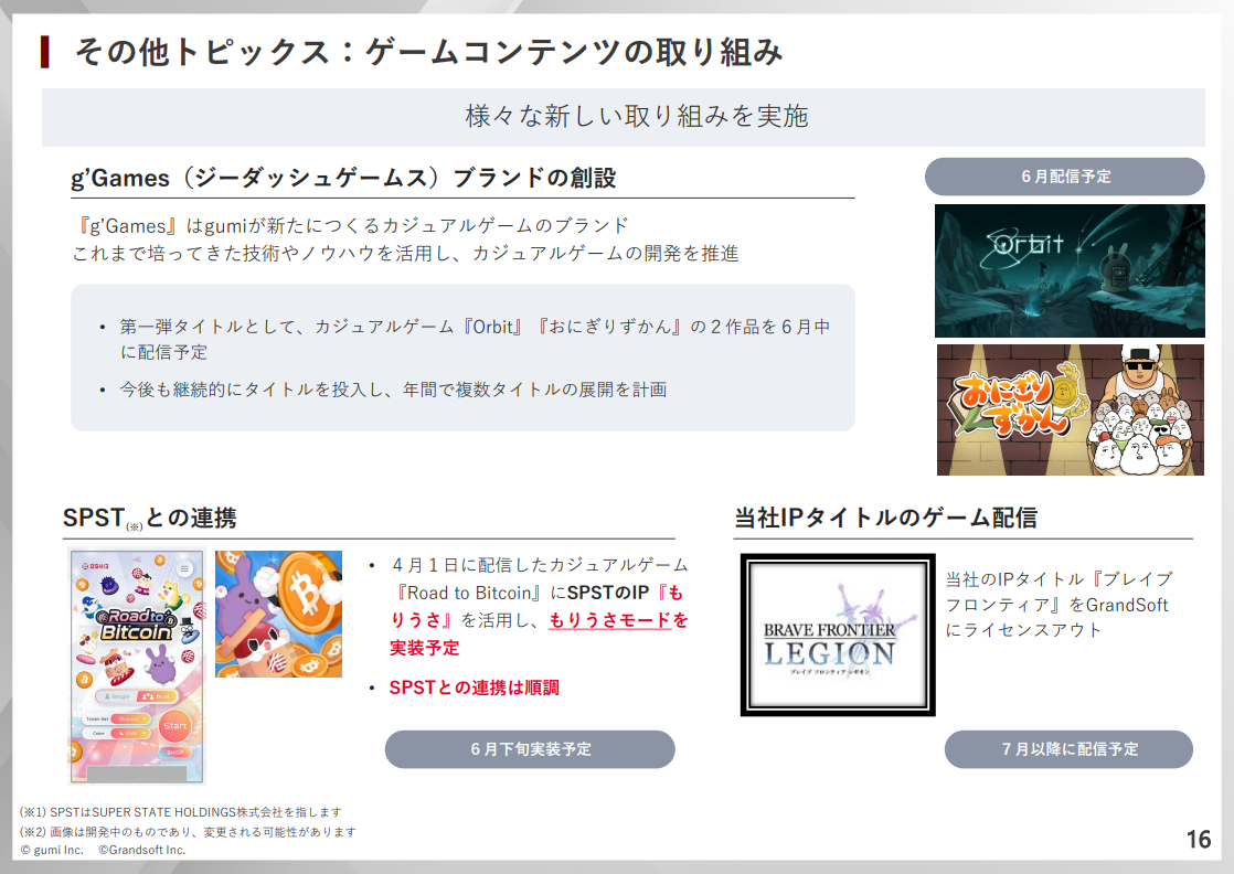 gumi 旗下全新休閒遊戲品牌「g’Games」登場，六月預計推出首批作品「Orbit」、「おにぎりずかん」